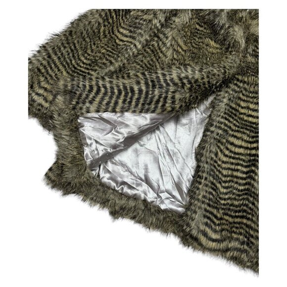BUFFALO Faux Fur Striped Luxury Designer Winter Parka Casual Glam Coat Small - Picture 4 of 5